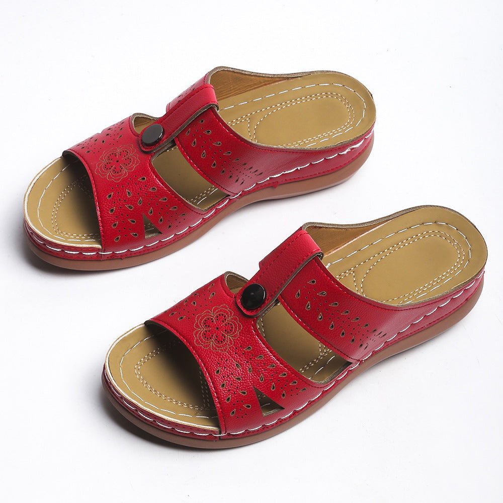 Women's European and American wedge heel flat sandals by LadyShow.Store, showcasing stylish open-toe design and comfortable straps.