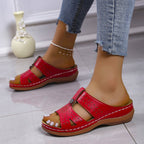 Women's European and American wedge heel flat sandals by LadyShow.Store, featuring stylish open-toe design and comfortable flat sole.
