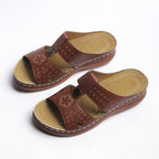 Women's European and American wedge heel flat sandals by LadyShow.Store, showcasing stylish open-toe design with ankle straps.