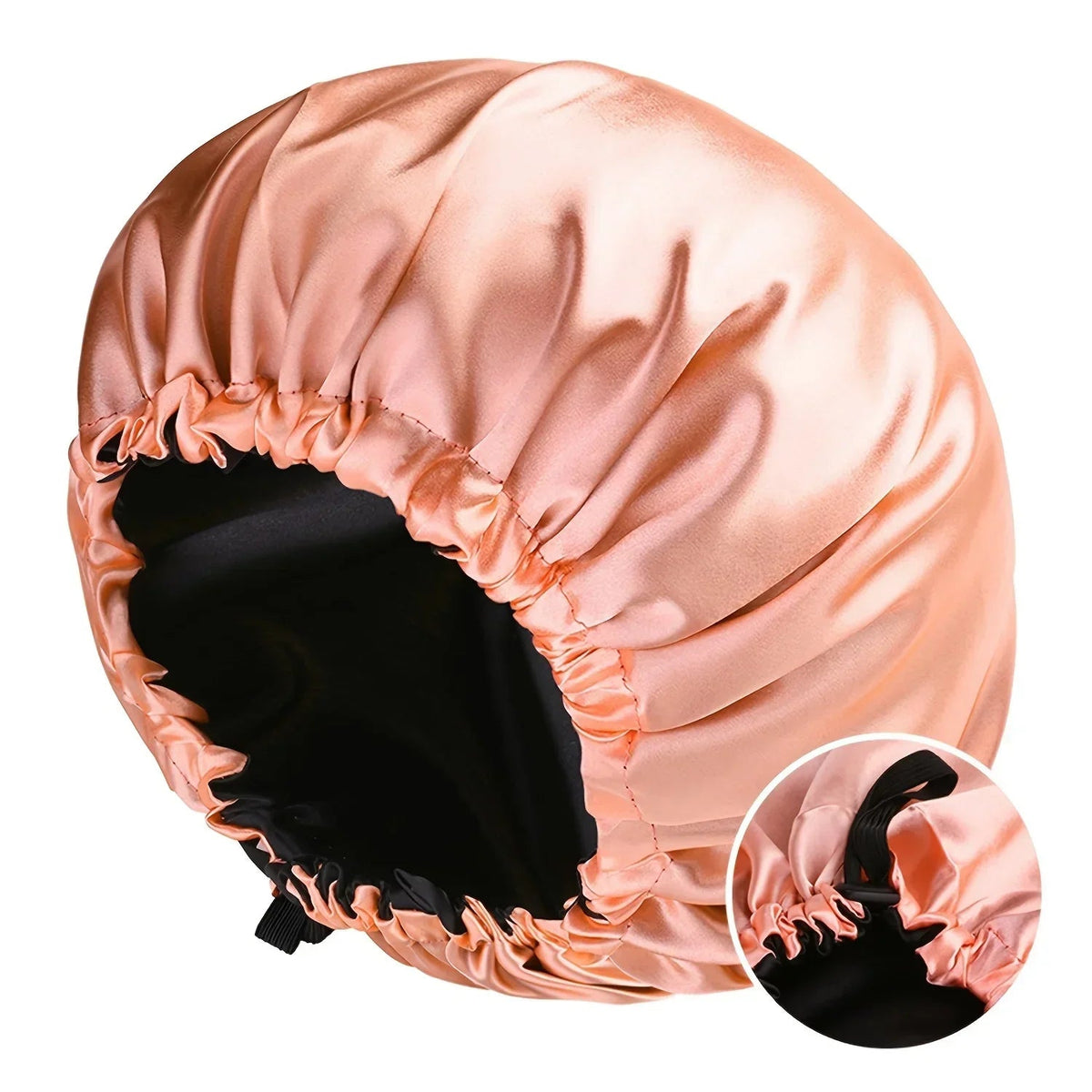 Soft silk women's bonnet by Plush Fashion Hub, double-layered, button-adjustable, designed for comfortable sleep and daily hair care.