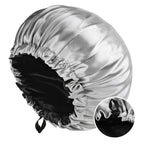 Silk women's fashion bonnet with double-layer design, adjustable buttons, and smooth fabric for comfortable sleep and daily wear.