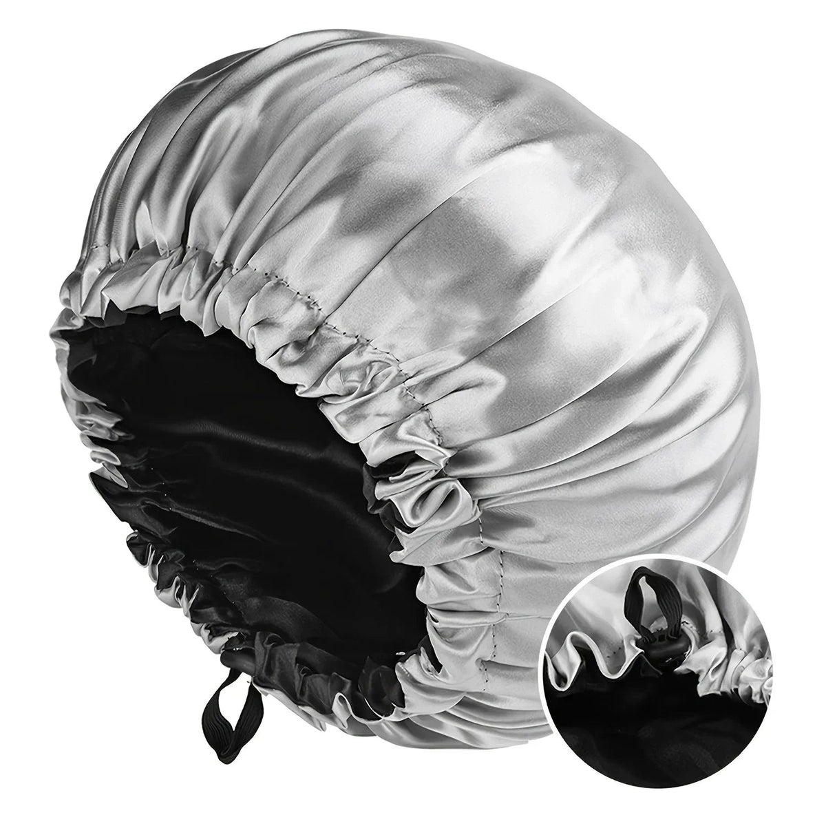 Soft silk women's hair care bonnet with double layers, buttons, and adjustable fit for comfortable sleep and daily home wear by Plush Fashion Hub.