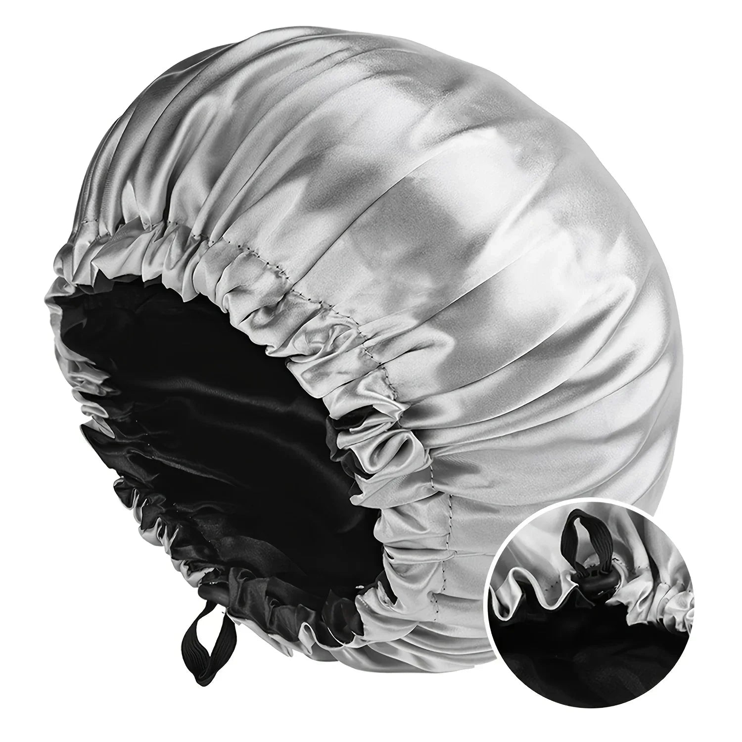 Silk women's fashion bonnet with double-layer design, adjustable buttons, and smooth fabric for comfortable sleep and daily wear.