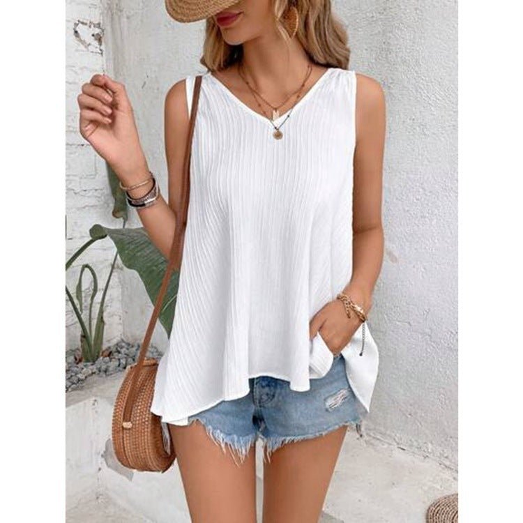 Women’s feather print V-neck camisole by FitiqueFit, casualwear top with lightweight fabric and stylish feather pattern.