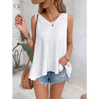 Women’s feather print V-neck camisole by FitiqueFit, casualwear top with lightweight fabric and stylish feather pattern.
