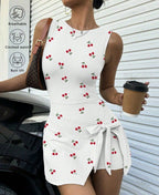Women's sleeveless fitness yoga dress by FitiqueFit featuring a beauty-back design, perfect for casual activewear and mini length.