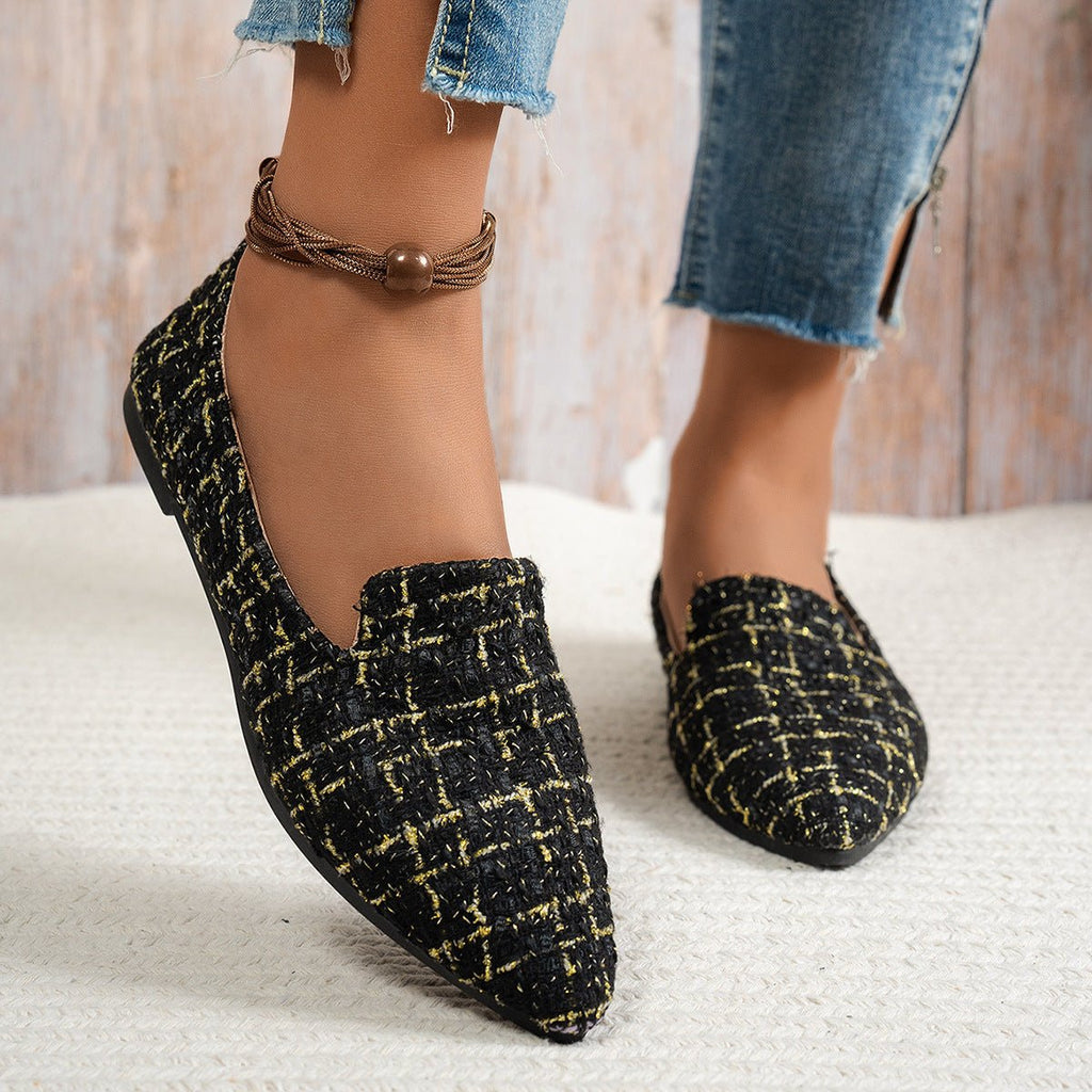 Women's flat pointed-toe thin shoes by FitiqueFit, casual everyday flats with sleek design and comfortable fit.