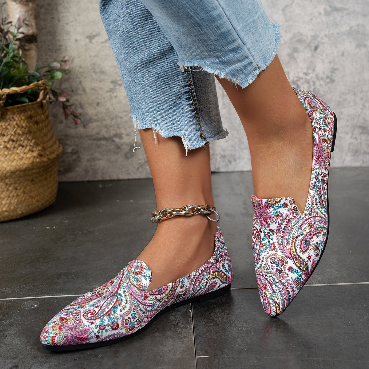 Women's flat pointed-toe casual shoes by FitiqueFit, featuring thin, stylish soles perfect for everyday wear.