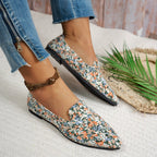 Women’s flat pointed-toe casual shoes by FitiqueFit, stylish thin flats for everyday wear, featuring a sleek and comfortable design.