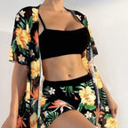 Women’s floral two-piece beach set by FitiqueFit featuring a crop top and matching skirt for casual summer wear.