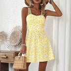 Women’s floral print cami dress by FitiqueFit, casualwear with a sleeveless design and vibrant floral patterns.