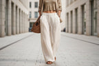 Women's casual FitiqueFit sleeveless front-button cardigan, top, and long pants set, comfortable and stylish for everyday wear.