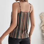 Women’s Geographical Print Retro Camisole Top by FitiqueFit, casualwear with a vibrant, vintage-inspired map pattern and sleeveless design.