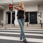 Women's halterneck backless sleeveless top from FitiqueFit, casualwear with a stylish open-back design and lightweight fabric.