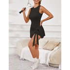 Women’s high neck tennis dress by FitiqueFit, casual sportswear with a fitted silhouette and breathable fabric for activewear.