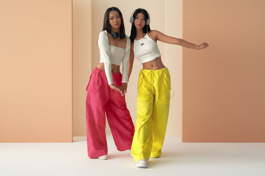 Women's high-waist lace-up straight-leg cargo pants from FitiqueFit, loose fit casualwear, shown in a relaxed fit style.