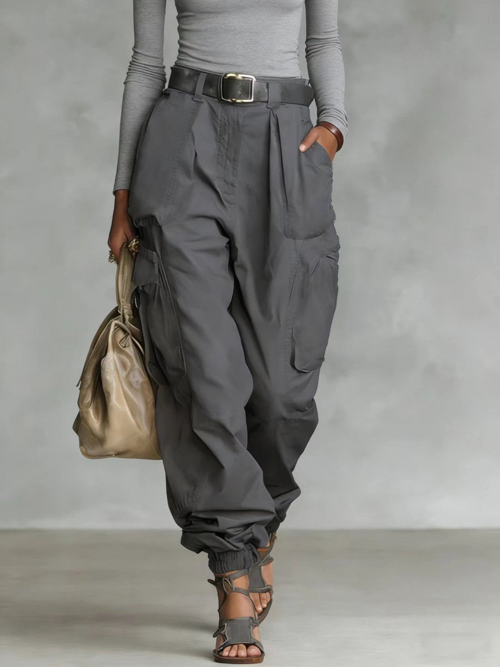 Women’s high-waist loose fit wide-leg casual trousers by FitiqueFit, shown in a relaxed fit style perfect for everyday wear.