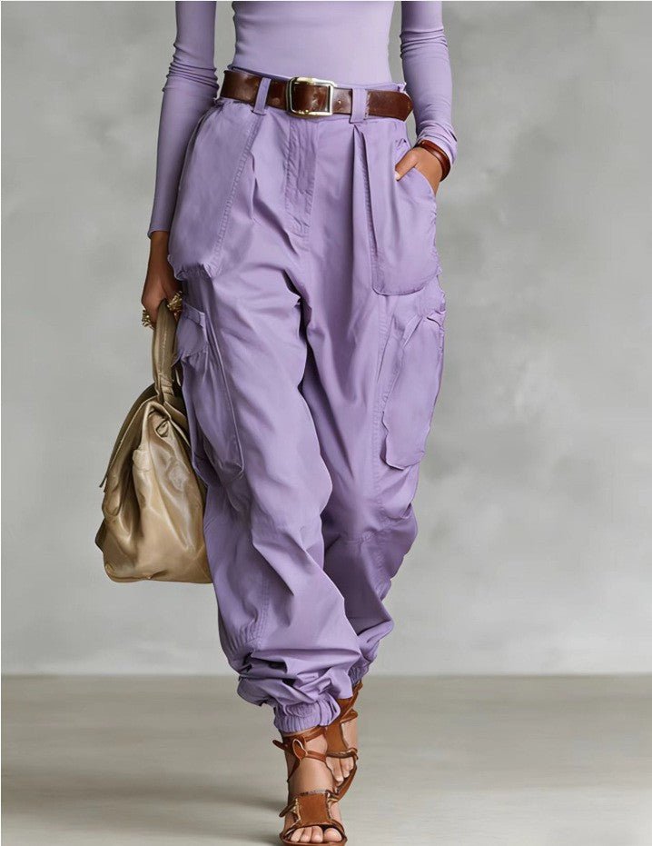 Women’s high-waist loose-fit wide-leg casual trousers by FitiqueFit, shown in a relaxed fit with flowing fabric and casual style.