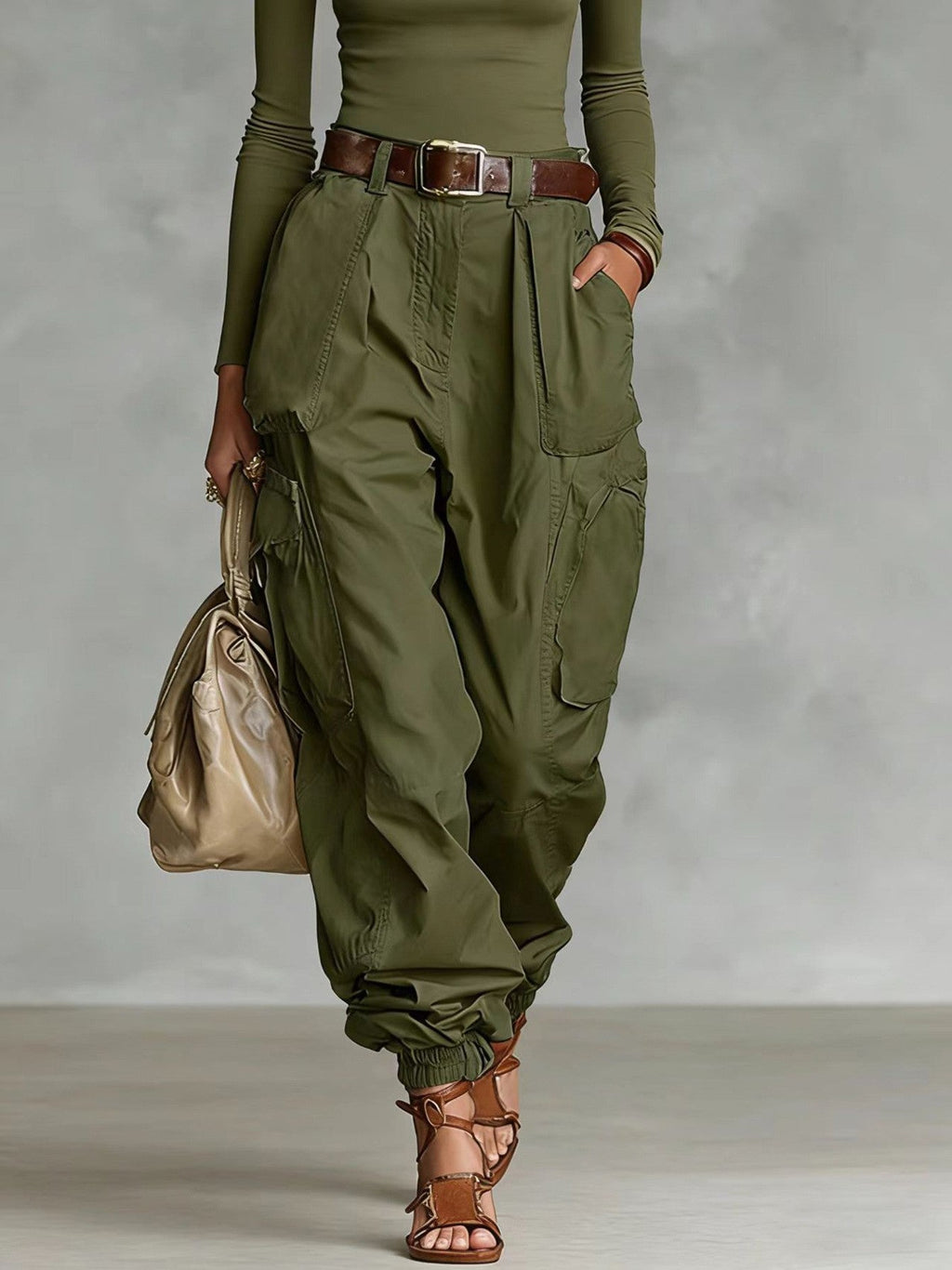 Women’s high-waist loose fit wide-leg casual trousers by FitiqueFit, shown in a relaxed, comfortable style for everyday wear.