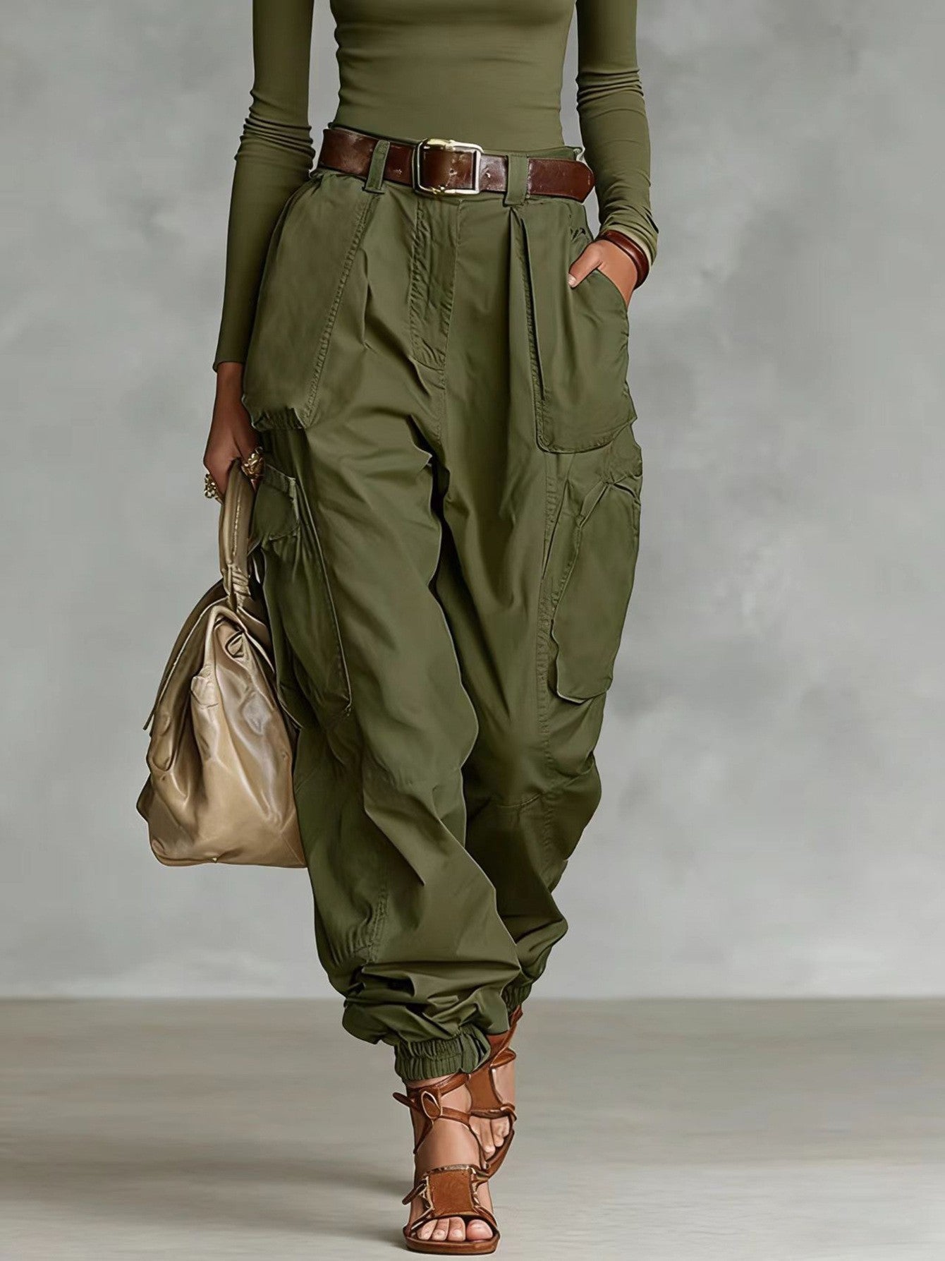 Women’s high-waist loose fit wide-leg casual trousers by FitiqueFit, shown in a relaxed, comfortable style for everyday wear.