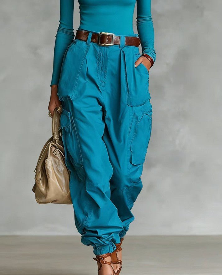 Women’s high-waist loose-fit wide-leg casual trousers by FitiqueFit, shown in a relaxed, comfortable fit on a model.
