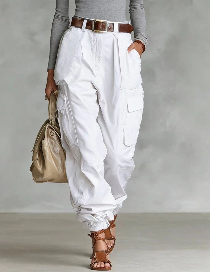Women’s high-waist loose-fit wide-leg casual trousers by FitiqueFit, showing the relaxed fit and lightweight fabric.