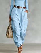 Women’s high-waist loose-fit wide-leg casual trousers by FitiqueFit, featuring a comfortable relaxed fit and stylish design.