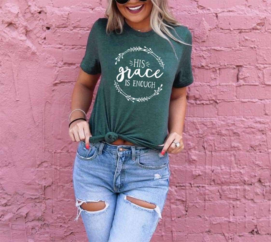 Women's His Grace Is Enough Short Sleeve Casual Tee ShirtStay comfortable and stylish in the Women's His Grace Is Enough Tee. With a classic design and inspiring message, this soft and breathable tee is perfect for everydaT shirtsPlush Fashions ShopPlush Fashion Shop