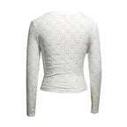 Women’s hollow-out V-neck long sleeve casual top by FitiqueFit, featuring a stylish cut-out design and comfortable fit.