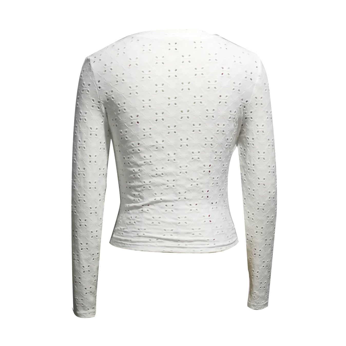Women’s hollow-out V-neck long sleeve casual top by FitiqueFit, featuring a stylish cut-out design and comfortable fit.