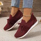 Women’s lace-up mesh walking flats by FitiqueFit, showcasing breathable fabric and comfortable flat footwear for everyday wear.