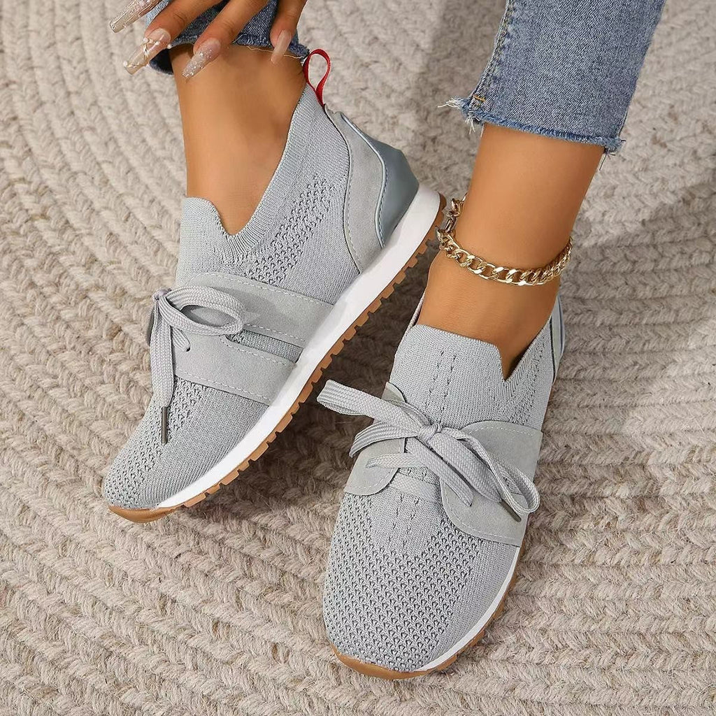 Women’s lace-up mesh walking flats by FitiqueFit, lightweight breathable footwear with comfortable fit and stylish design.