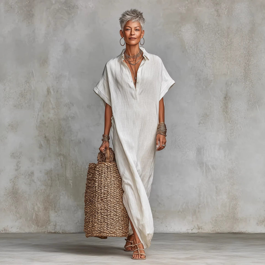 Women’s loose long batwing sleeve dress by FitiqueFit, casualwear with flowing fabric and relaxed fit for comfort and style.