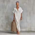 Women’s loose long batwing sleeve dress by FitiqueFit, casualwear with flowing fabric and relaxed fit for comfort and style.