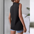 Women’s mid-length sleeveless suit vest by FitiqueFit, casual office blazer with tailored fit and classic style.