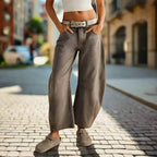 Women’s mid-rise wide-leg jeans by FitiqueFit, casualwear style, shown in a relaxed fit with classic denim and wide-leg design.