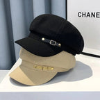Women's octagonal newsboy beret by FitiqueFit, stylish wool hat with a classic design and a rounded, flat crown.