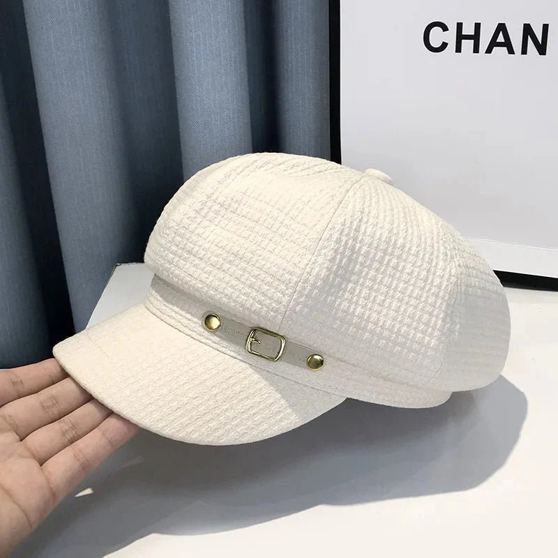 Women's octagonal newsboy beret by FitiqueFit, stylish hat with a vintage-inspired design, perfect for casual or chic outfits.