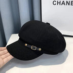 Women’s octagonal newsboy beret by FitiqueFit, stylish wool hat with a classic newsboy design, perfect for fall and winter wear.