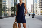 Women's off-shoulder sleeveless casual midi dress by FitiqueFit, featuring a relaxed pullover style perfect for warm weather.