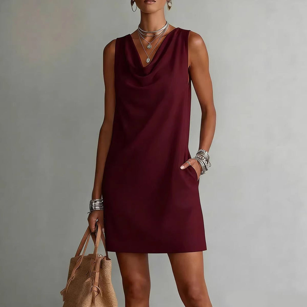 Women's off-shoulder sleeveless casual midi dress by FitiqueFit, featuring a relaxed pullover style and lightweight fabric.