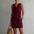 Women's off-shoulder sleeveless casual midi dress by FitiqueFit, featuring a relaxed pullover style and lightweight fabric.