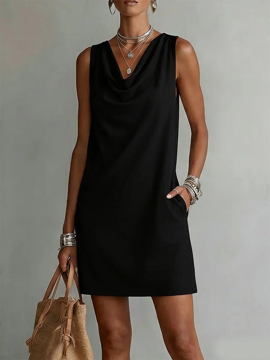 Women’s off-shoulder sleeveless casual midi dress by FitiqueFit, featuring a relaxed pullover style and comfortable fit.