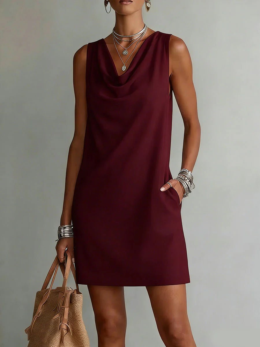 Women's off-shoulder sleeveless casual midi dress by FitiqueFit, featuring a relaxed pullover design and stylish off-shoulder neckline.