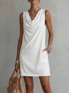 Women's off-shoulder sleeveless casual pullover midi dress by FitiqueFit, showcasing a relaxed fit and stylish design.