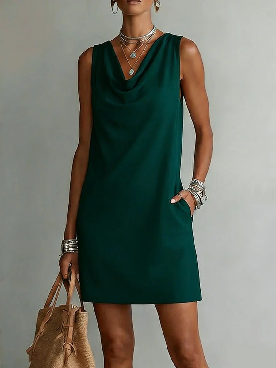 Women's off-shoulder sleeveless casual pullover midi dress by FitiqueFit, featuring a relaxed fit and stylish design.