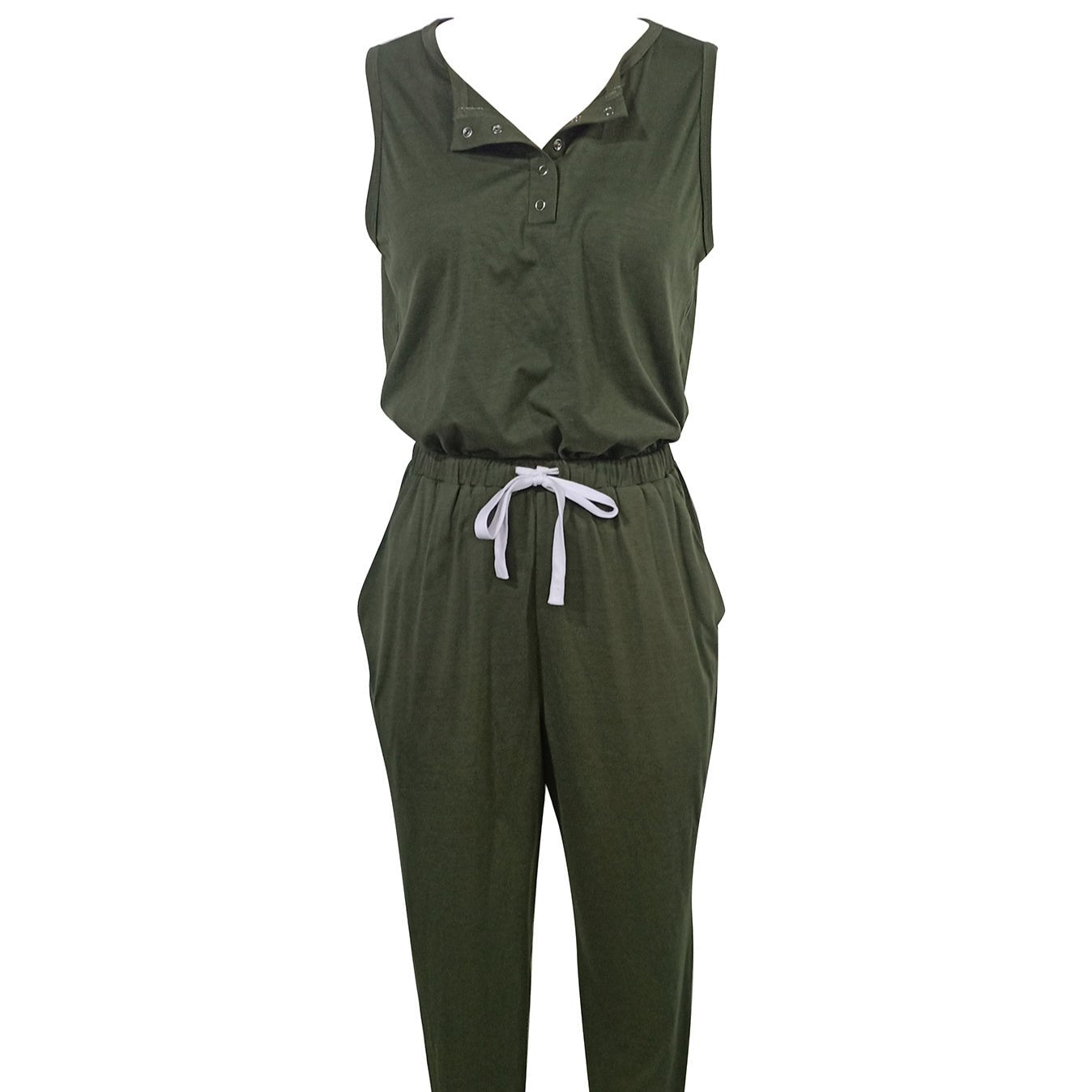 Women’s off-shoulder button top and pocket pants set by FitiqueFit, casualwear with relaxed fit and stylish design.