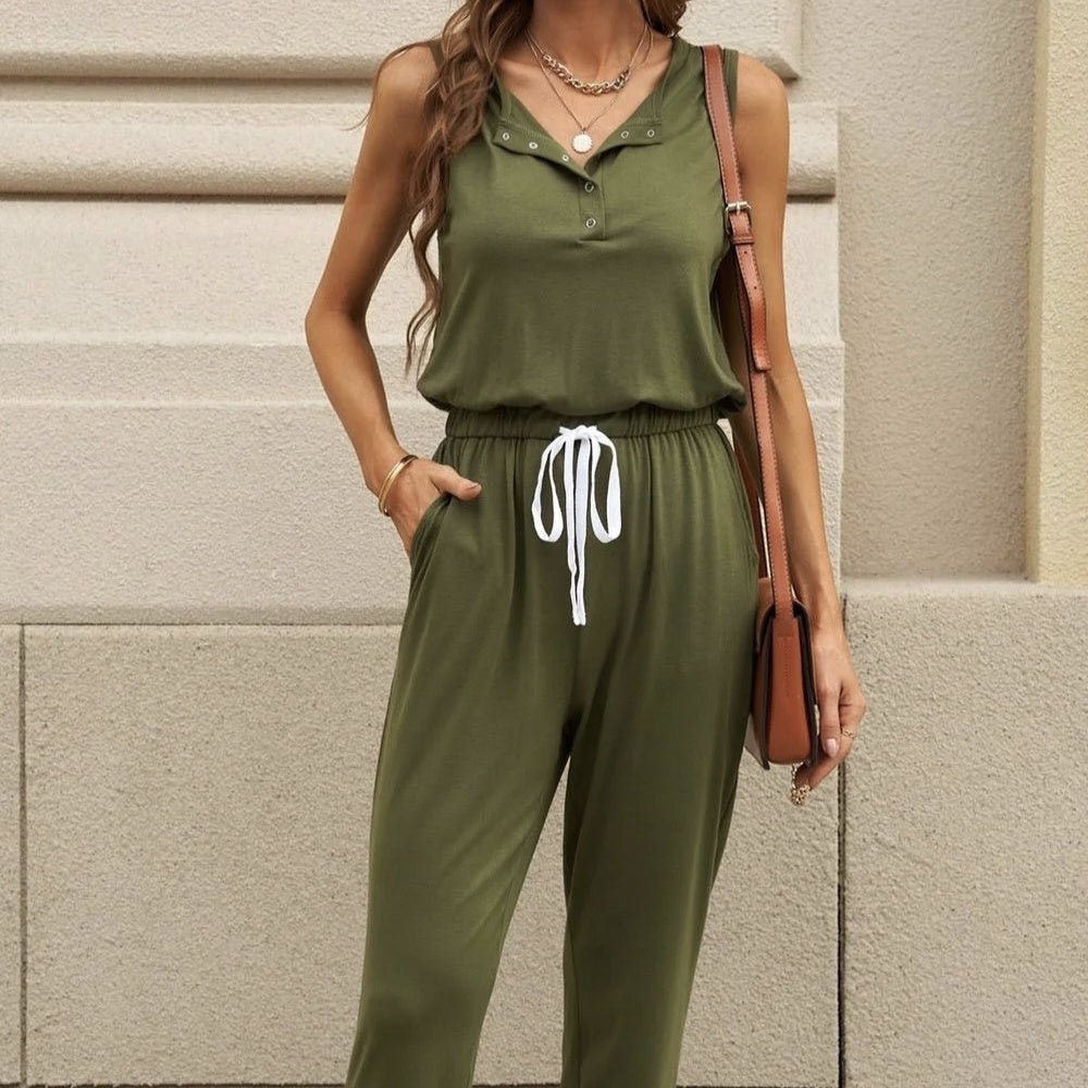 Women’s off-shoulder button top and pocket pants casualwear set by FitiqueFit, featuring a stylish off-shoulder blouse and matching pants.