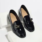Women’s patent leather square toe shoes by FitiqueFit, stylish footwear with a sleek, glossy finish and modern square toe design.