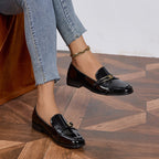 Women's patent leather square toe shoes by FitiqueFit, stylish footwear with sleek shine and modern design.